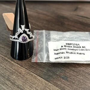 Bomb Party Amethyst with Cubic Zirconia. Stunning and timeless ring. Size 10